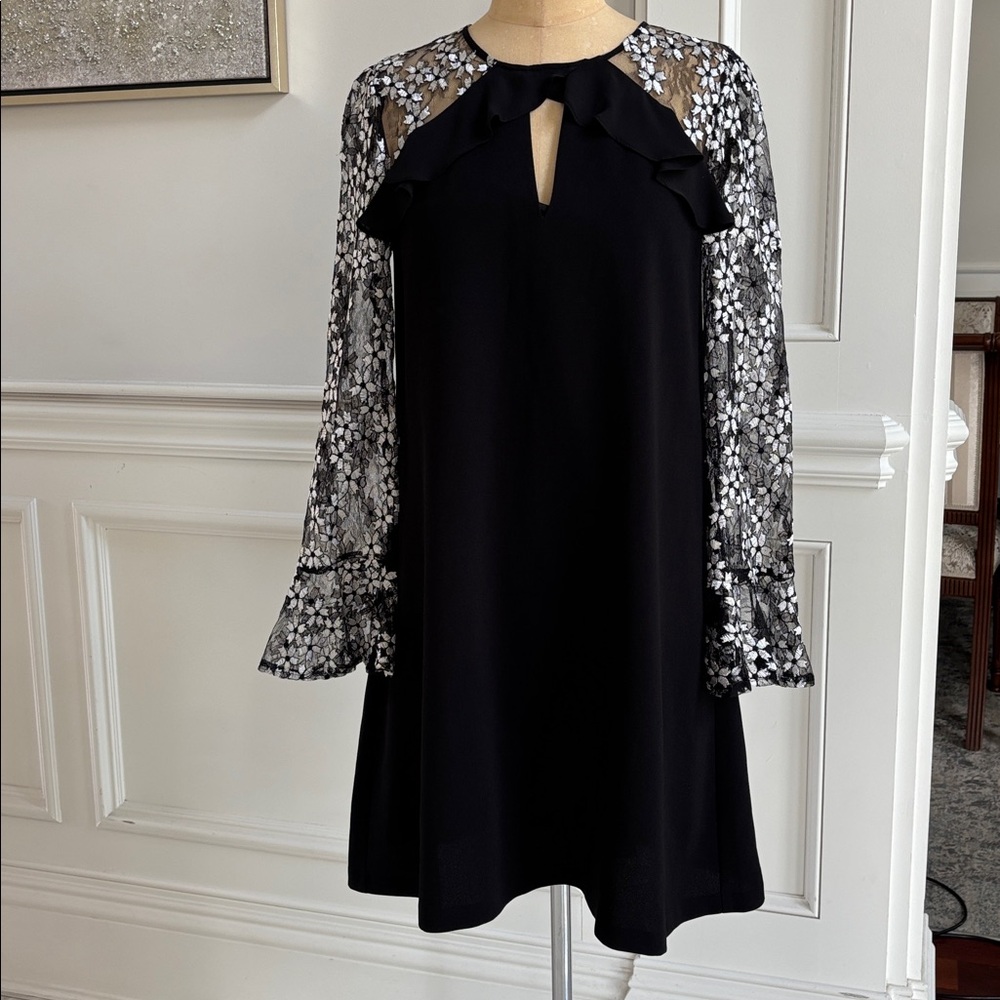 CeCe Black Dress with Lace Detail